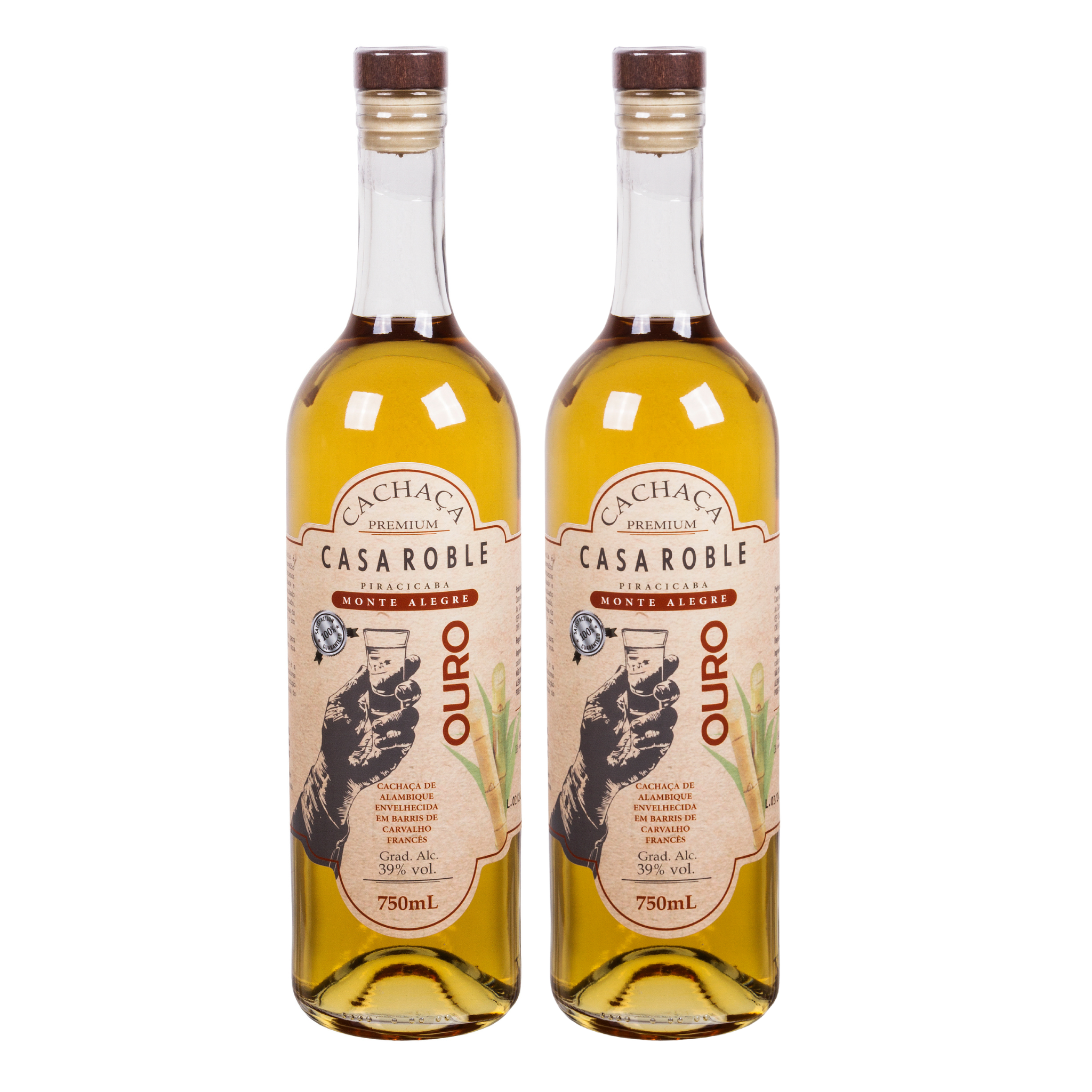 Kit 2 Cachaças de Alambique Ouro 3 anos Carvalho Francês – 750 ml – PREMIADA!!