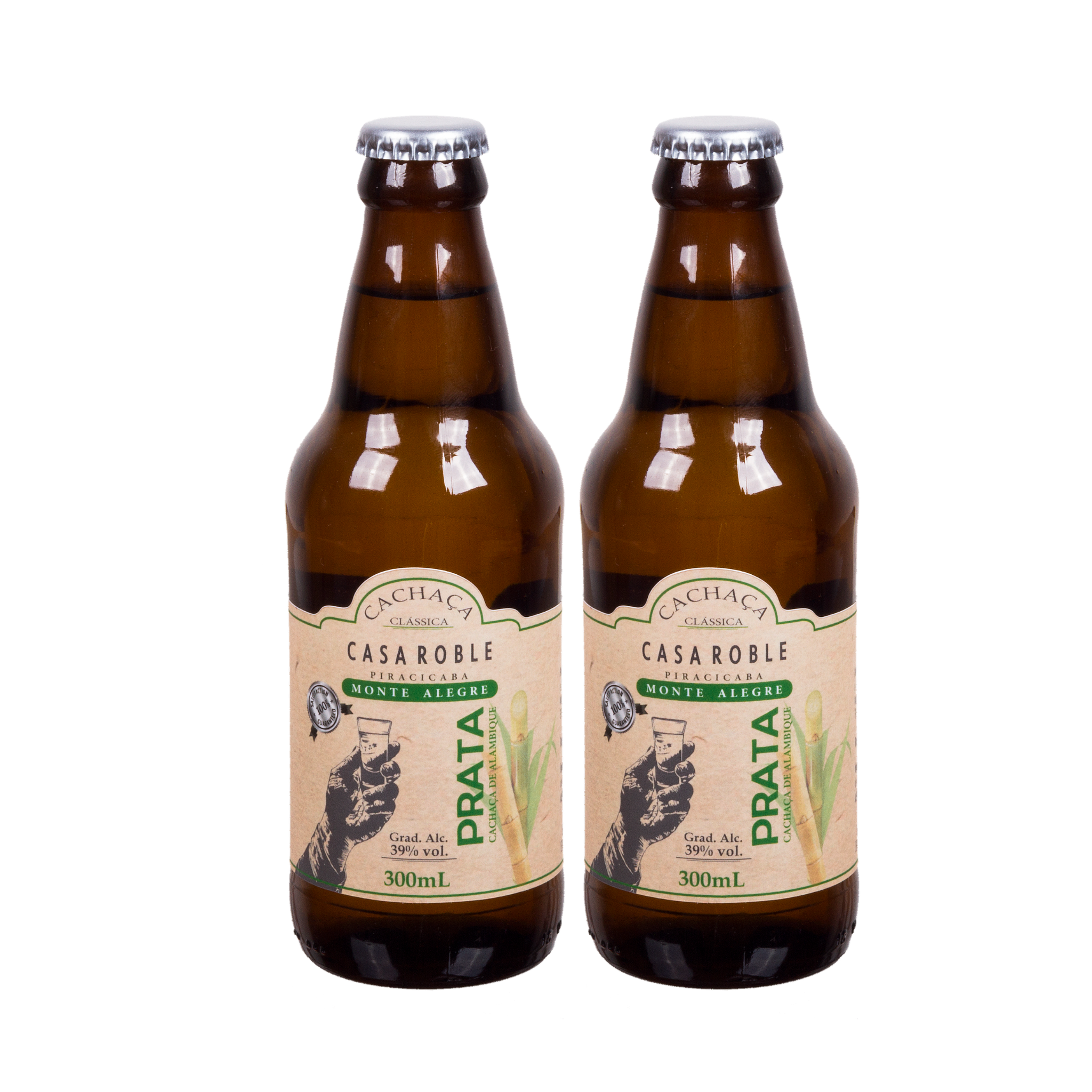 Kit 2 Cachaça Prata de alambique – 300ml – Clássica Cristalina Aço Inox
