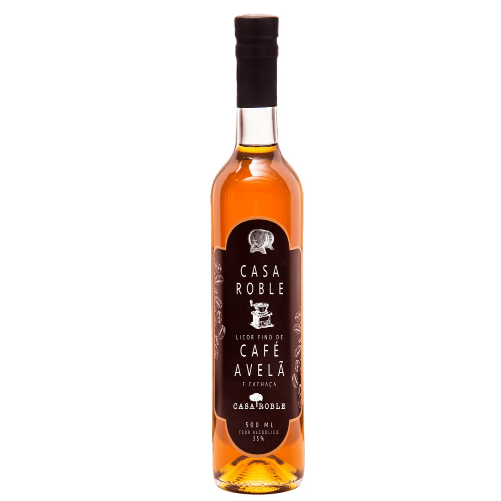 Licor Café & Avelã - Infusão de Café Premium em Grãos e Frutos de Avelãs em Cachaça Premium de Alambique Ouro - 500ml - 35%gl alc.