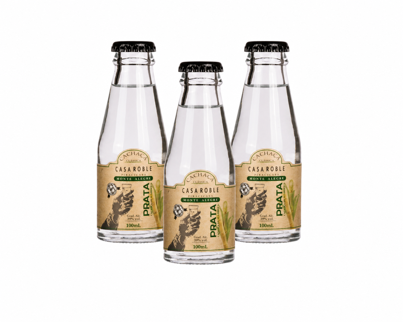 Kit 3 Cachaça Prata de alambique – 100ml – Clássica Cristalina Aço Inox